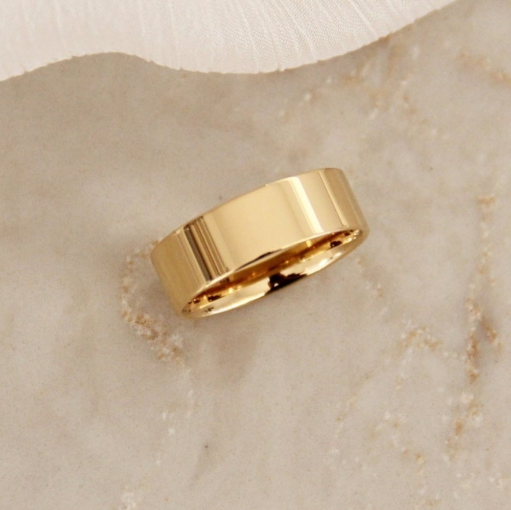 18K Gold Plated Cigar Band Ring size 8